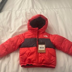 The North Face Red and Gray Hooded Jacket